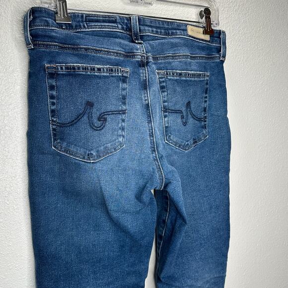 AG Medium Dark Wash The Prima Ankle Cigarette Leg Raw Hem Jeans 30 - Picture 8 of 12